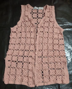 Gilet all'uncinetto vintage Jessica Roberts anni 80 taglia media boho hippie cottagecore western - Foto 1 di 5