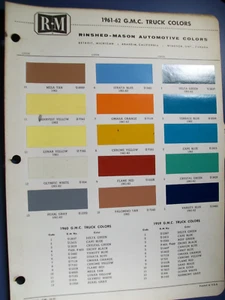 1961 1962 GMC Pickup Panel Truck Rinshed-Mason R-M Lackabplatzer Set - Bild 1 von 1
