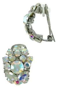 ES7093E3S-1" Silver/AB Multi-Stone Clip-On Earring - Picture 1 of 1