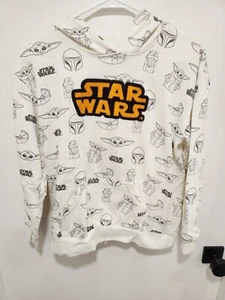 Star Wars Kids Size L Beige Printed Long Sleeve Hooded Sweater Great Cond - Picture 1 of 6