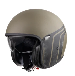 Premier Vintage BTR17 Military Green Open Face Motorcycle Crash Helmet New - Picture 1 of 4