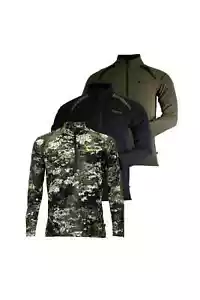 Huntech Men's L/S Performance Fleece Sweat - Green, Black, Kakariki Camo - Picture 1 of 4