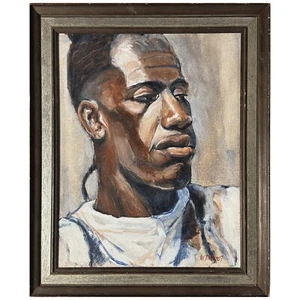 Vintage Expressionist Portrait of Black Man by William Wendt, Signed (OOC) - Picture 1 of 7
