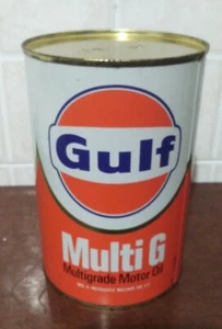 LATTA PIENA DI OLIO GULF MULTI G MULTIGRADE 20W 50 VINTAGE NON APERTO - Foto 1 di 2