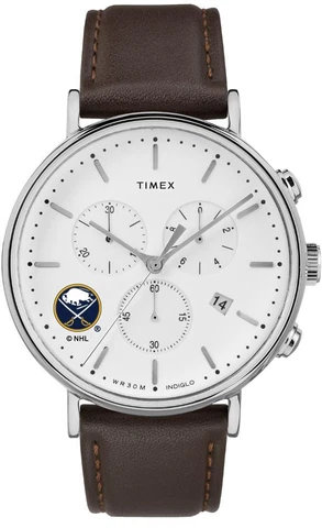 Mens Buffalo Sabres Watch Chronograph Leather Band Watch Cover