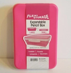 It's Academic Flexi Storage Expandable Pencil Case Box Pink NEW - Picture 1 of 4