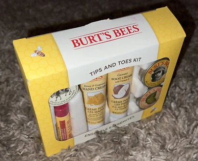 Burt's Bees Kit de puntas y dedos de los pies Juego de 6 piezas Crema de manos para pies • NUEVO Foto 1 de 4