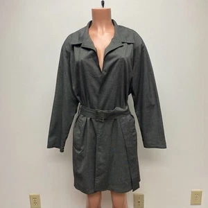 Chicos Design Womens Gray Long Sleeve Stretch Pocket Belted Long Trench Coat L - Picture 1 of 9