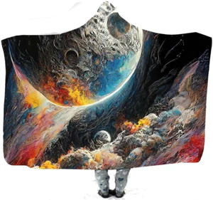Manta con capucha Planetas y nubes cósmicas en el espacio #13 - Imagen 1 de 6