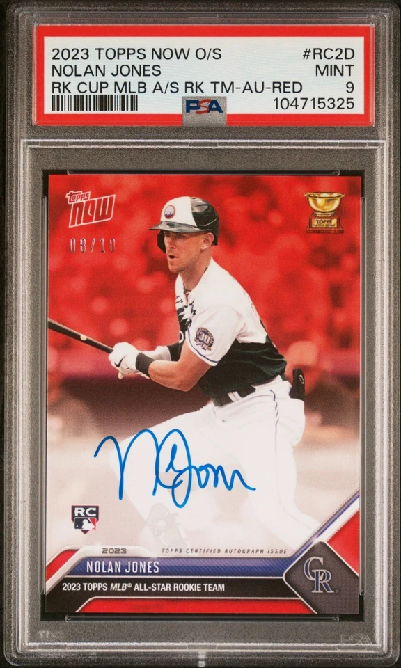 🔥2023 Topps Now Offseason MLB ALL-STAR Rookie Auto Red /10 Nolan Jones RC PSA 9 - Image 1 of 2