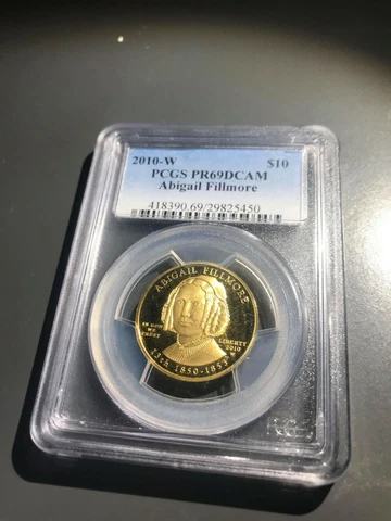 Abigail Filmore Gold PCGS graded coin. Proof PR69DCAM Cover