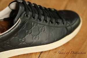 Gucci Ace GG Monogram Nero Scarpe da Ginnastica in Pelle Uomo UK 7 US 8 EU 41 - Foto 1 di 11