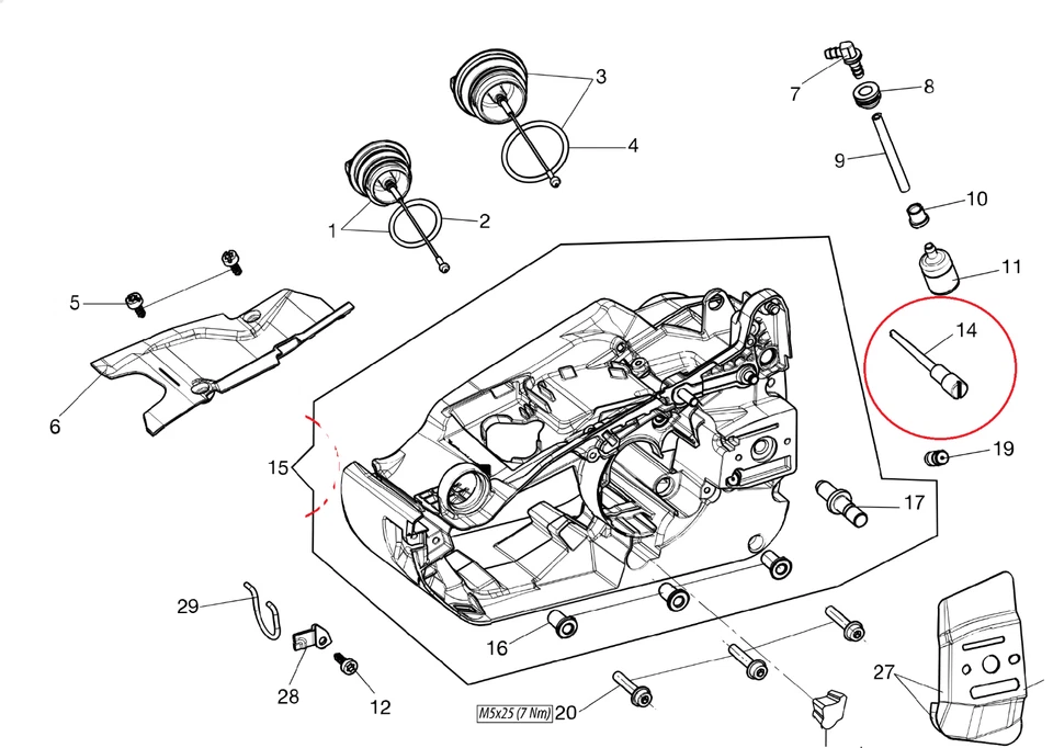 MOTOSEGA OLEO-MAC GST 250/C EFCO MTT 2500 Sfiato serbatoio miscela - Immagine 1 di 1