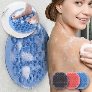 Non Slip Silicone Mat Body Exfoliating Foot Scrubber Suction Cup Bath Mat ☋ - Picture 1 of 24