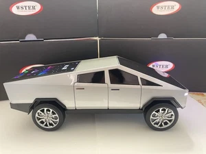 Tesla Silver Cybertruck Shape Bluetooth Portable Speaker W/LED Screen USB/AUX/FM - Picture 1 of 10