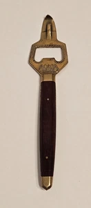 Vintage Messing Flaschenöffner mit Holzgriff, Thailand graviert in Messing 6,5"x1,5 - Bild 1 von 7