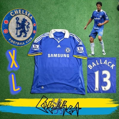Camiseta deportiva azul local Adidas Chelsea FC Michael Ballack #13 2008/2009 parches EPL XL  Foto 1 de 4