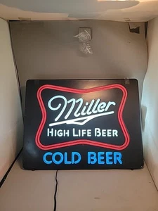 ORIGINAL Vintage Miller High Life Beer On Tap 15x20 Lighted Bar Sign AS IS - Picture 1 of 8