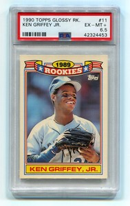 1990 Topps Glossy 1989 Rookies 11 Ken Griffey Jr PSA 6.5 EX- Mint + RC Mariners