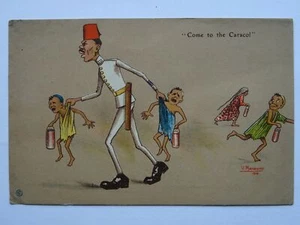 WK1 c1916 Ägyptische Homour KOMM ZUM KARAKIL Postkarte Künstler V. Manavian - Bild 1 von 2