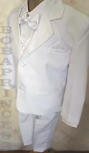 NWT FORMAL BOYS' 5 PCS WHITE TUXEDO SET PAISLEY Bow/Vest Sz XL/2T/3T/4T - Picture 1 of 6
