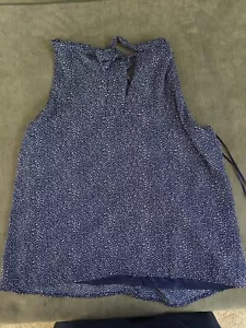 Lush Navy White Spots, tie back sleevelees size XL, polyester, NWOT - Picture 1 of 5