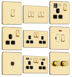 PROMOCIÓN EXCLUSIVA - Interruptores de luz de placa plana sin tornillos y enchufes latón poste - Imagen 1 de 33