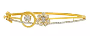 2.43ct Natural Round Diamond 14k Yellow Gold Bangle Wedding Anniversary Bracelet - Picture 1 of 4