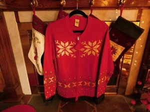 High Sierra Damen Urlaub Reißverschluss rot Strickjacke Pullover 2X - Bild 1 von 9