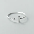 Sterling Silver Bar Cz Thin Dainty Skinny Open Pinkie Thumb Ring A3091