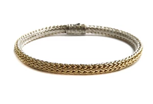 John Hardy 18k Yellow Gold and 925 Sterling Silver Braided Rope Bracelet - Picture 1 of 8
