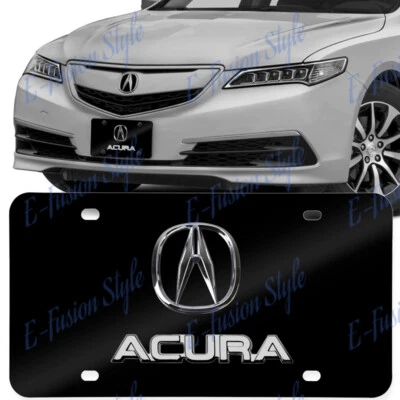 Marco de matrícula de acero inoxidable negro frontal con logotipo doble Acura 3D X1 Foto 1 de 4