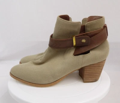 Zapato Botín Cynthia Vincent Beige Estilo Lona - Talla 8 Usado en Excelente Condición Foto 1 de 4