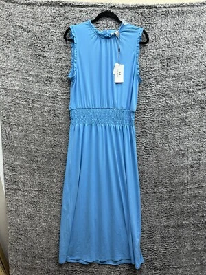 HALSTON Vestido Cintura Calada Tejido Jersey en Azul Aqua Talla Grande Nuevo con Etiquetas Foto 1 de 4
