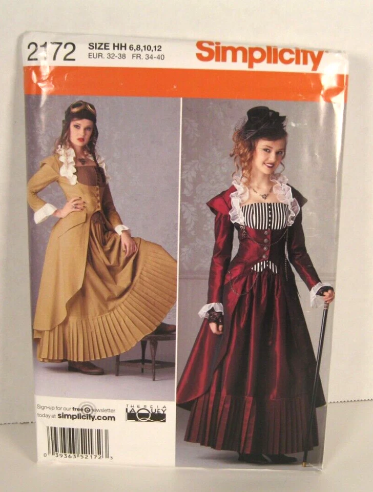 Steampunk Victorian Costume Simplicity Sewing Pattern 2172 Misses Uncut