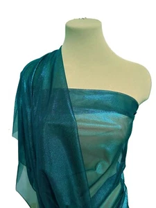 FOIL POWER MESH SHEER FABRIC TURQUOISE/BLACK 58" BTY DANCE GYMNASTIC COSTUME - Picture 1 of 1