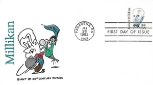 USA 1982 HAND PAINTED RICHARD ELLIS ANIMATED FDC ROBERT MILLIKAN + CACHET - Picture 1 of 1