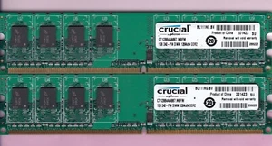 2GB 2x1GB PC2 5300 DDR2-667 CRUCIAL MICRON CT12864AA667.M8FM RAM MEMORY KIT DIMM - Picture 1 of 4