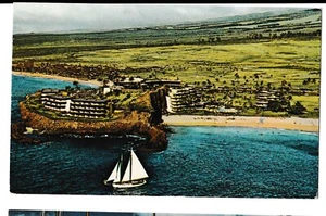 SHEARTON MAUI Kaanapali Sailboat Aerial View Hawaii HI Postcard 1969 - Picture 1 of 2