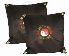 Oriental Silk Cushion Cover YING YANG (BLACK)