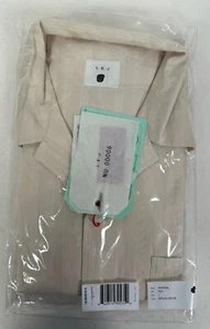 LEJ Le Plage Pyjama Shirt in Ecru Jacquard Stripe Cotton and Silk Poplin, Small - Picture 1 of 1
