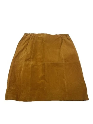 VTG 90s Suede Retro Fall Coachella Indie Knee Length Pencil Staple Chic Skirt 22 - Image 1 of 4