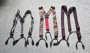 Lot Of 3 Men’s CAS Germany Button Adjustable Suspenders/ Braces - Picture 1 of 5