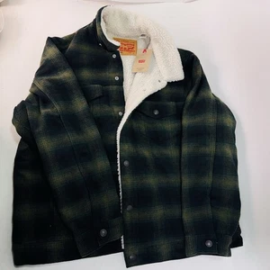 CHAQUETA DE CAMIONERO RELAJADA SHERPA GRANDE VERDE A CUADROS LEVIS A60300003 PARA HOMBRE NUEVA CON ETIQUETAS NUEVA - Imagen 1 de 4