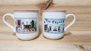 Set of 2 Villeroy & Boch NAIF CHRISTMAS 3 1/2" Porcelain Coffee/Tea Cup/Mug - Picture 1 of 8