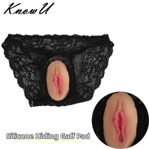 Silicone Fake Vagina with Lace Panties Hiding Gaff Pads Transgender Crossdresser - Picture 1 of 13