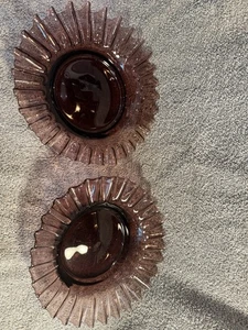 Set Of 2 VTG Hand Blown Purple Amethyst Bowl With Ruffled Edge Glass 7.5" - Picture 1 of 5