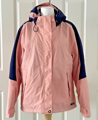 Lands End Squall Jacket - Pink / Navy - Detachable Hood - Fleece Lined - Size L - Image 1 of 4