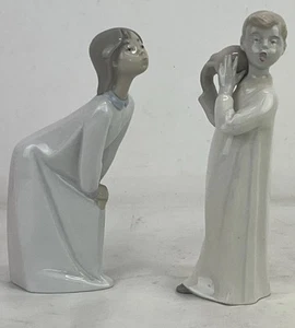 SET OF 2 LLADRO SPAIN/ROYAL COPE. CHRISTMAS MORNING CHILDREN W/ TOYS ORNAMENTS - Picture 1 of 12