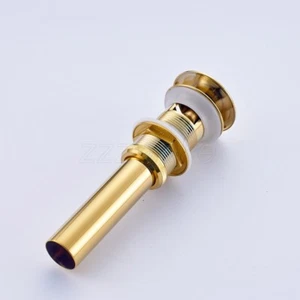 Gold Color Brass Pop Up Drain Basin Vessel Sink Waste Drainer with Overflow - Picture 1 of 4